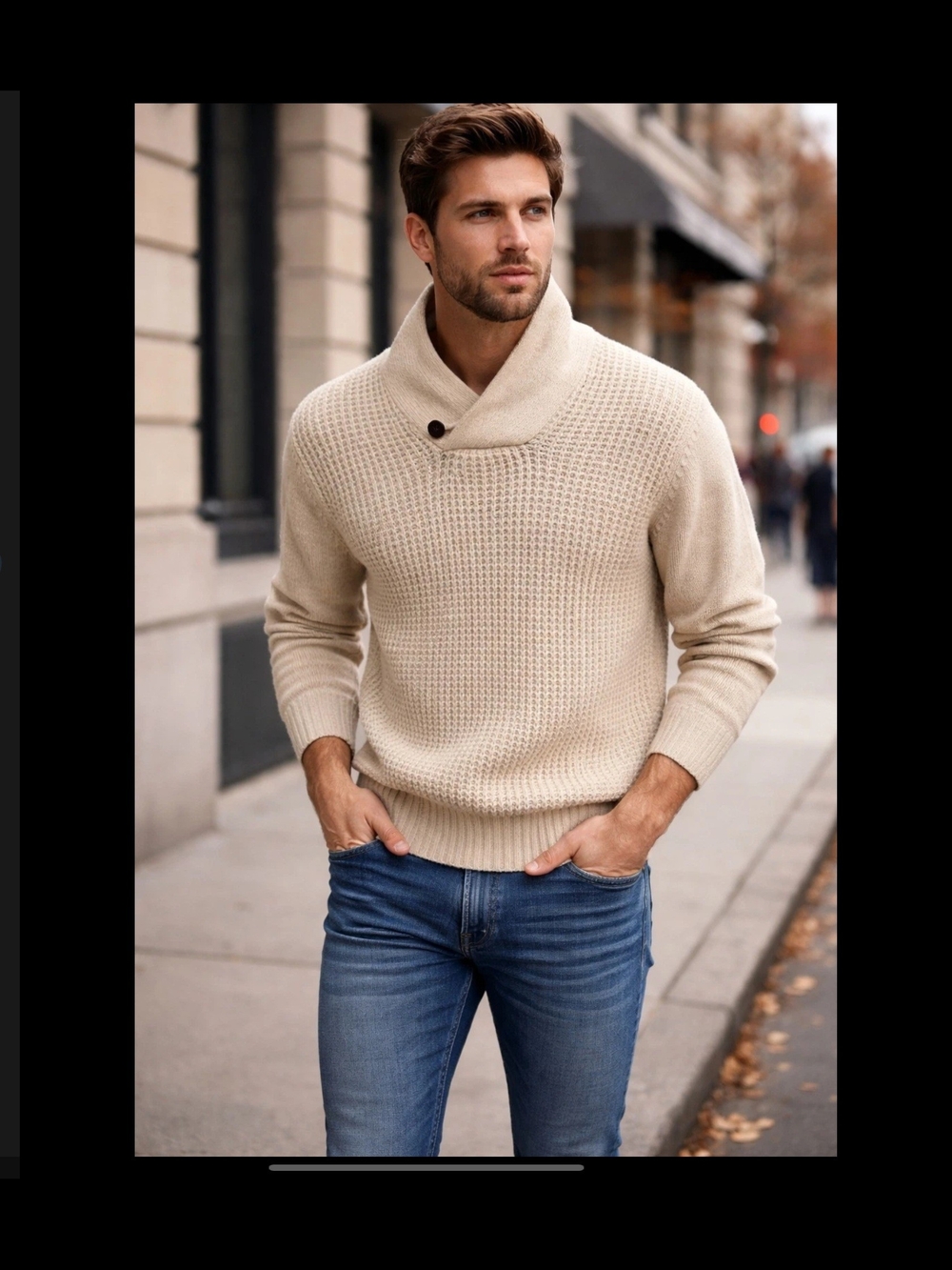 Daniele Blasi Fisherman Heritage Shawl Collar Chunky Knit Sweater Cream Small